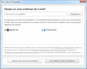 Thunderbird: Escolher e-mail existente