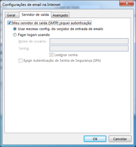 Outlook: configuração do e-mail de saída