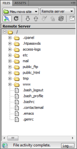 Listagem dos arquivos localizados no servidor