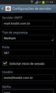 Configurações do servidor de e-mail, parte 2